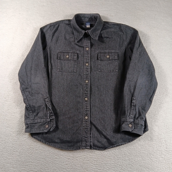 GAP Tops - Vintage Gap Shirt Womens XL Black Denim Snap Button Western Cowgirl Y2K